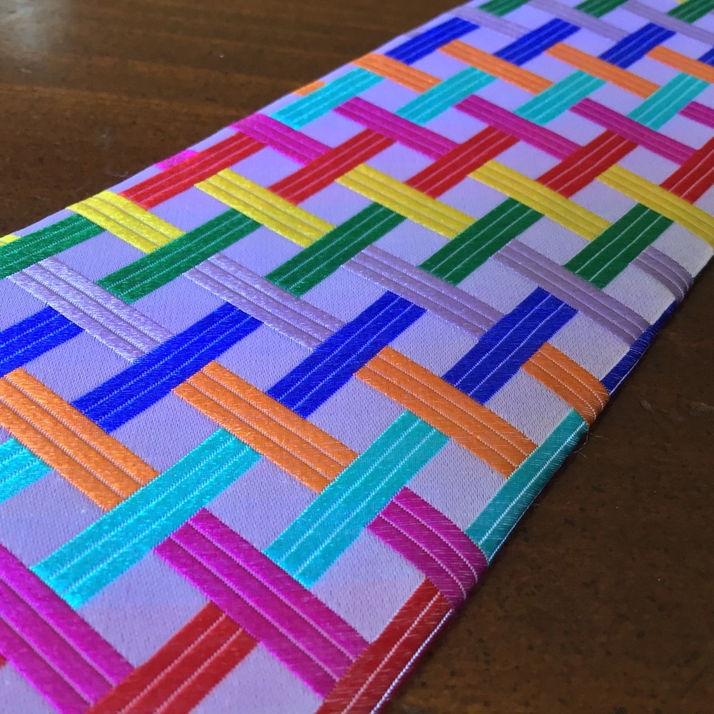 White Multicolor Silk Tie Lawrence Ivey Necktie